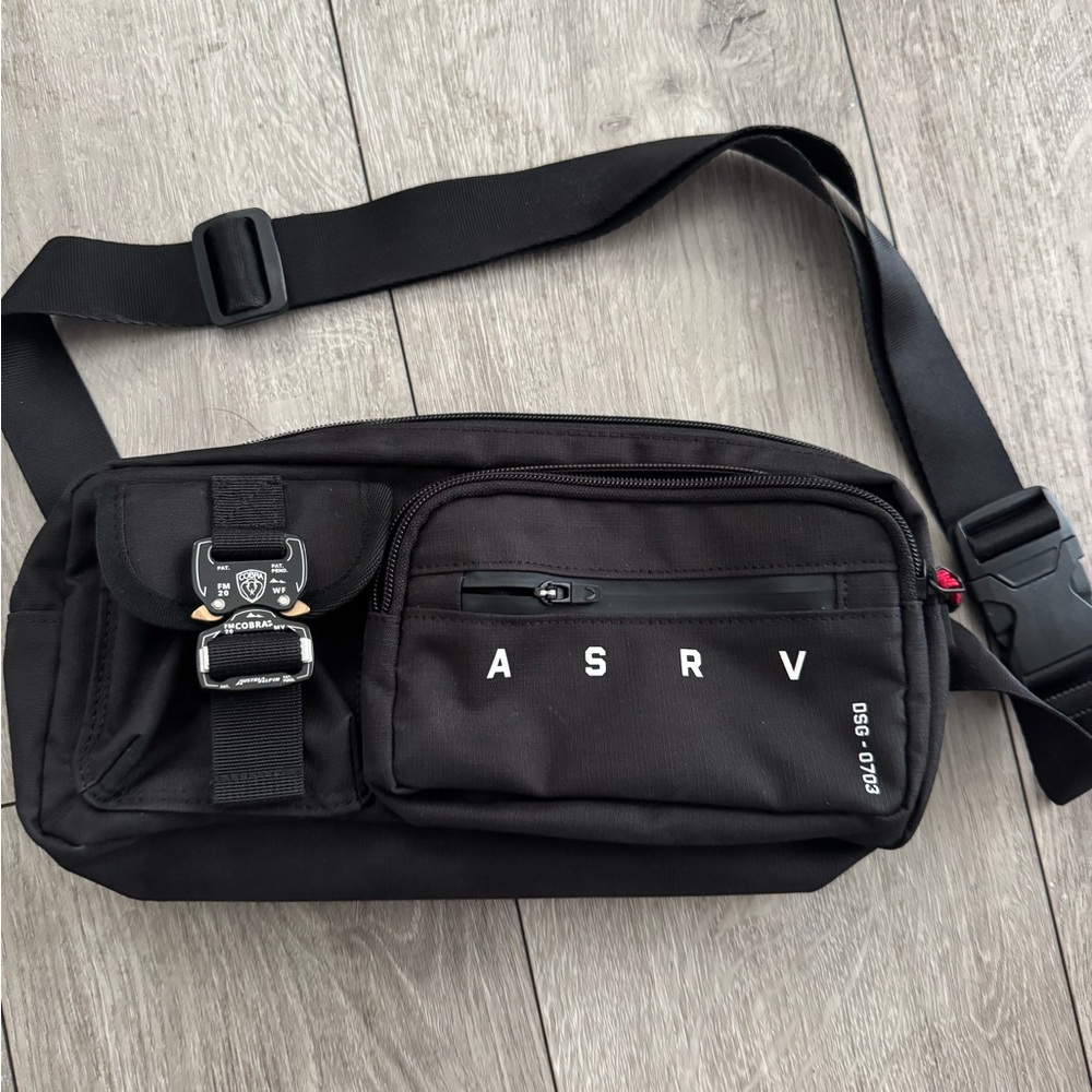 ASRV Black Belt Bag with Buckle Detail